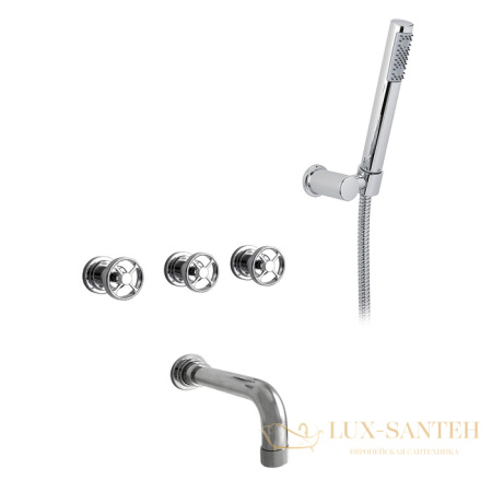 смеситель для ванны встраиваемый nicolazzi arena, 3303cr44, с изливом, на 4 отверстия, излив 190 мм, хром