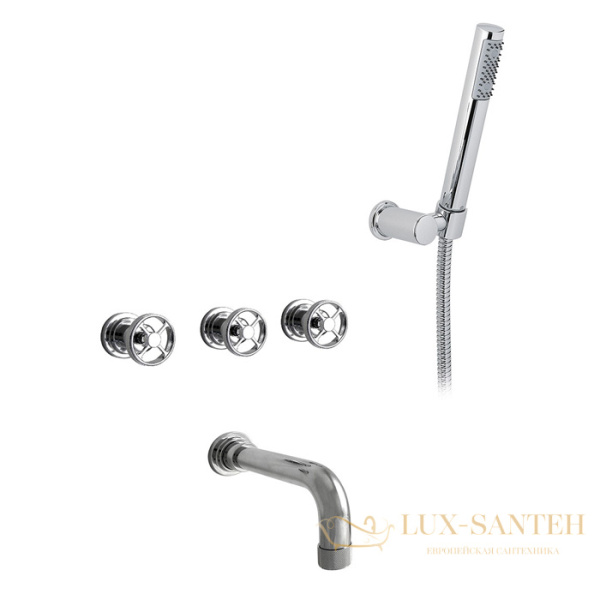 смеситель для ванны встраиваемый nicolazzi arena, 3303cr44, с изливом, на 4 отверстия, излив 190 мм, хром