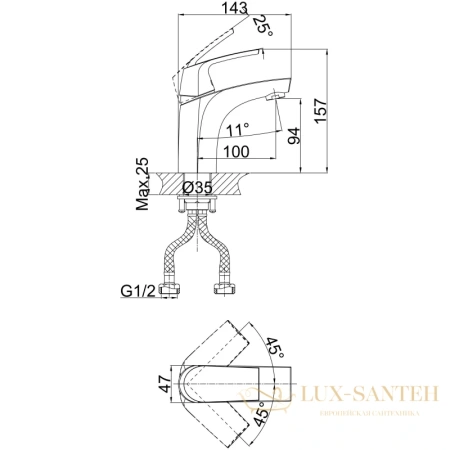 смеситель для раковины d&k rhein.feuerbach da1282101, хром
