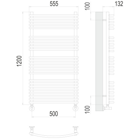 полотенцесушитель водяной terminus марио 4670078530752 п24 500x1200