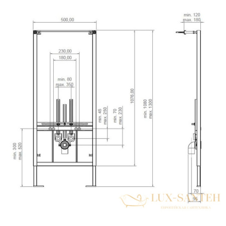 инсталляция artceram 700.102 для подвесного биде