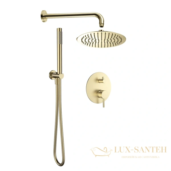 душевая система встраиваемая для душа aquame aqm8404bg, золото брашированное