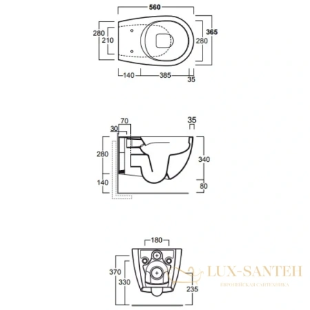 унитаз подвесной безободковый rimless simas vignoni, vi18bi, 56*36,5см, без крепежа f85, цвет белый