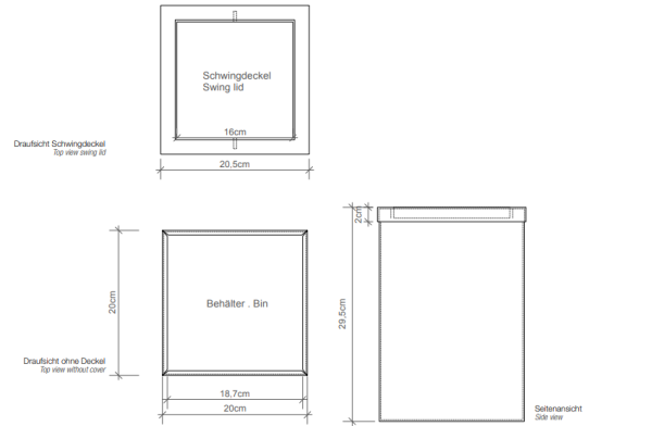ведро для мусора decor walther dw 113 0610170 10 л, нержавеющая сталь полированная