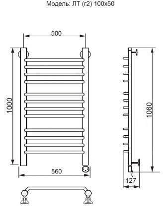 полотенцесушитель электрический ника trapezium лт (г2) 100/50 правый тэн, цвет хром