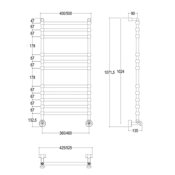 полотенцесушитель водяной 107,6х53,5 margaroli sole 464ts3611cr, хром