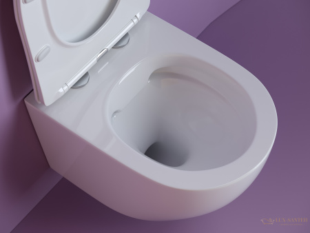 унитаз подвесной ceramica nova uno cn11001, безободковый, с сиденьем микролифт, белый