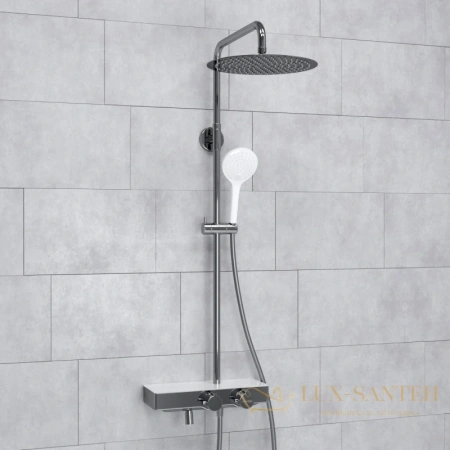 душевая система wasserkraft aller a113.117.155.ch thermo 400 мм, хром/белый