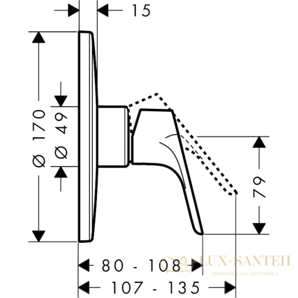 смеситель для душа hansgrohe focus 31964000, хром