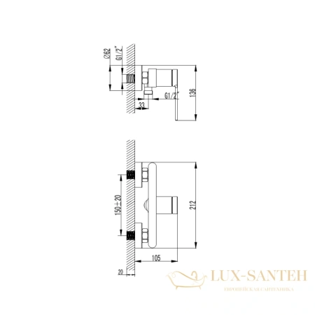 смеситель для  душа aquame asti aqm6413bg, с душевым набором, золото брашированное