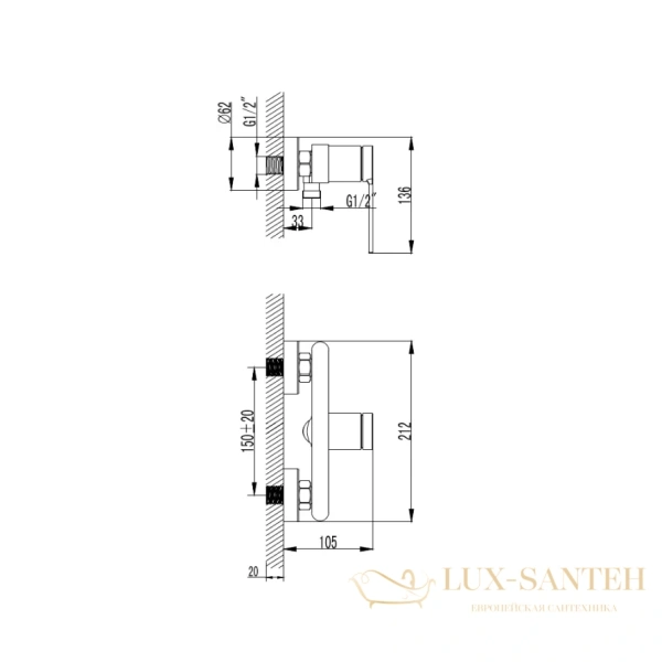 смеситель для  душа aquame asti aqm6413bg, с душевым набором, золото брашированное