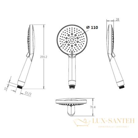 ручной душ villeroy & boch universal 3jet tvs00002300061, хром