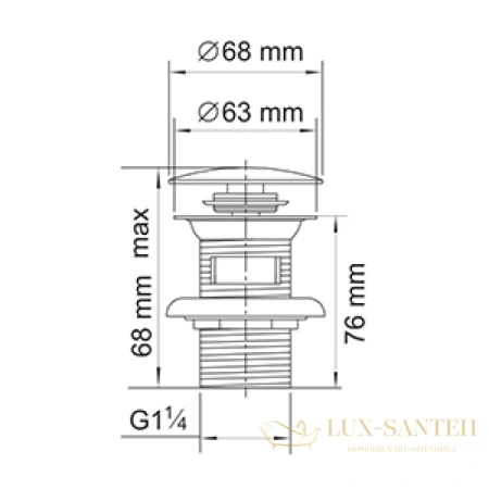 донный клапан wasserkraft exter a046 push-up, светлая бронза