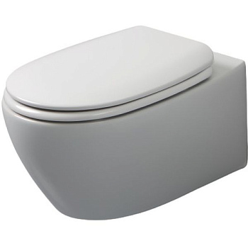подвесной безободковый унитаз white ceramic basic w020301 с крепежом 50x36x26 см, белый глянцевый