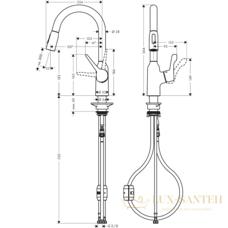 смеситель для кухни hansgrohe focus m43 71811800 сталь
