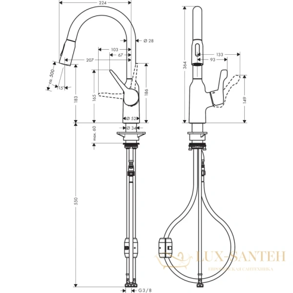 смеситель для кухни hansgrohe focus m43 71811800 сталь