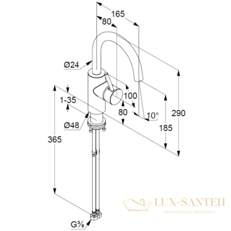 смеситель для раковины kludi bozz 380283976 без донного клапана, черный матовый