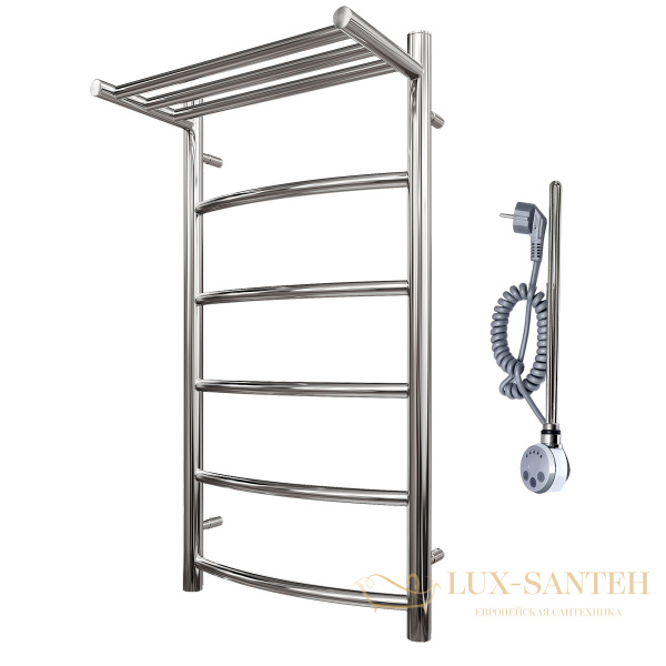 полотенцесушитель 400x800 электрический point афина pn04148pe п5 с полкой левый/правый, хром