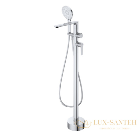 смеситель для ванны напольный cezares lux-vdp-01, со встроенной частью и ручным душем, хром глянцевый