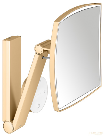 косметическое зеркало keuco ilook_move 17613259002, сенсорное, x 5 кратное увеличение, 5 уровней цвета, свет белый теплый, латунь шлифованная 