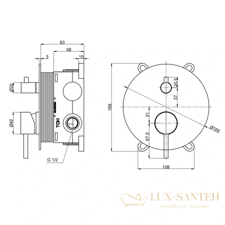 смеситель для душа встраиваемый aquame aqm8803gm, на 2 выхода, со встроенной частью, оружейная сталь брашированная