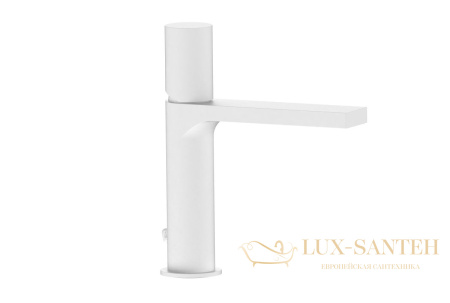 однорычажный смеситель aqg tube 01tub100bl для раковины без донного клапана, белый матовый