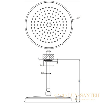 верхний душ gessi venti20 65153.710 ø 300 мм, brass pvd