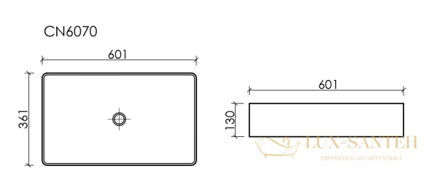 раковина накладная ceramica nova element cn6070mb, 601*361*130 мм, черный матовый