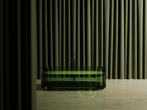 ванна свободностоящая прозрачная abber kristall at9708emerald, 170х75х55h см, зеленый глянцевый