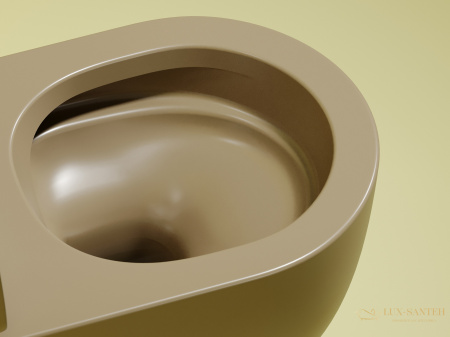 унитаз подвесной ceramica nova modena cn6063mc безободковый, с сиденьем микролифт, капучино матовый