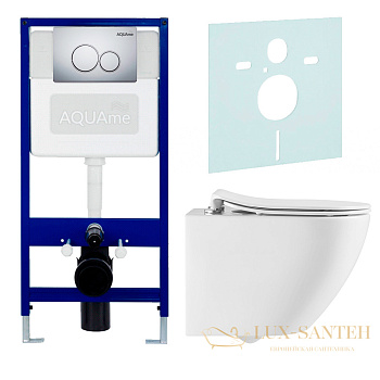 комплект aquame aqm40002pro: инсталляция aqm4002, панель смыва aqm4101cr, унитаз aqm2002pro, шумоизоляция aqm0005