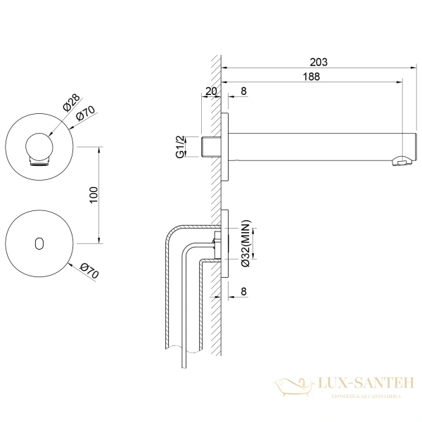смеситель для раковины встраиваемый сенсорный timo saona 2373/18sm, черное золото