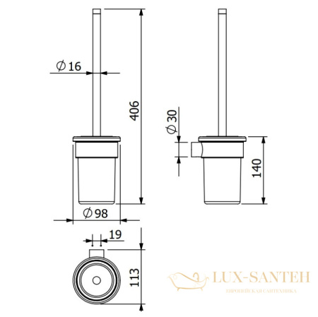 ершик для унитаза подвесной kludi vela r, 5897453, белый матовый