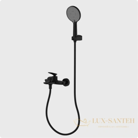 смеситель для ванны aquame como aqm6512mb, с душевым набором, черный матовый