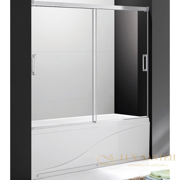 шторка на ванну cezares tandem-soft tandem-soft-vf-2-180/145-c-cr-iv 180 см профиль хром, стекло прозрачное