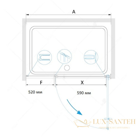 душевая дверь rgw hotel 350601212-31 ho-012 120, профиль хром, стекло тонированное