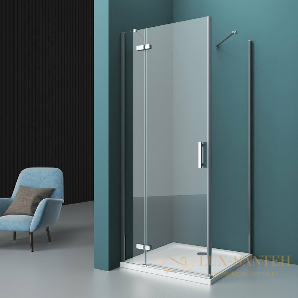 душевой уголок belbagno kraft kraft-ah-12-100/90-c-cr-l 100х90 см профиль хром, стекло прозрачное