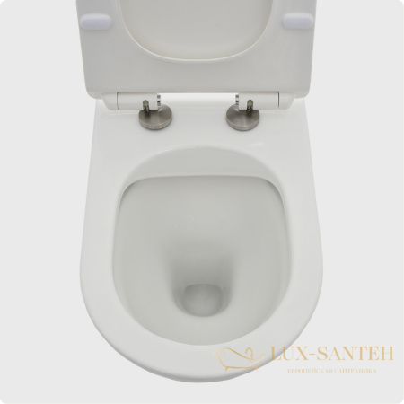 унитаз приставной безободковый aquame aqm3001, с быстросъемным сиденьем softclose, белый глянцевый