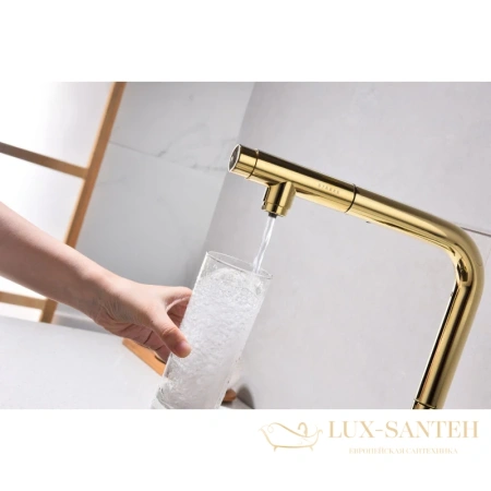 смеситель paulmark viper vi213105-g для кухни с подключением к фильтру, золотой