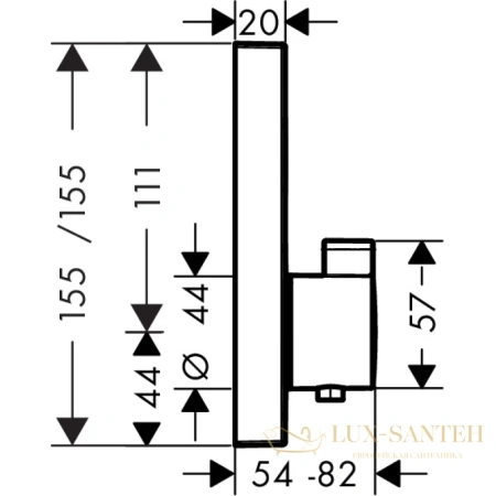 термостат с запорным вентилем hansgrohe showerselect 15762000, хром