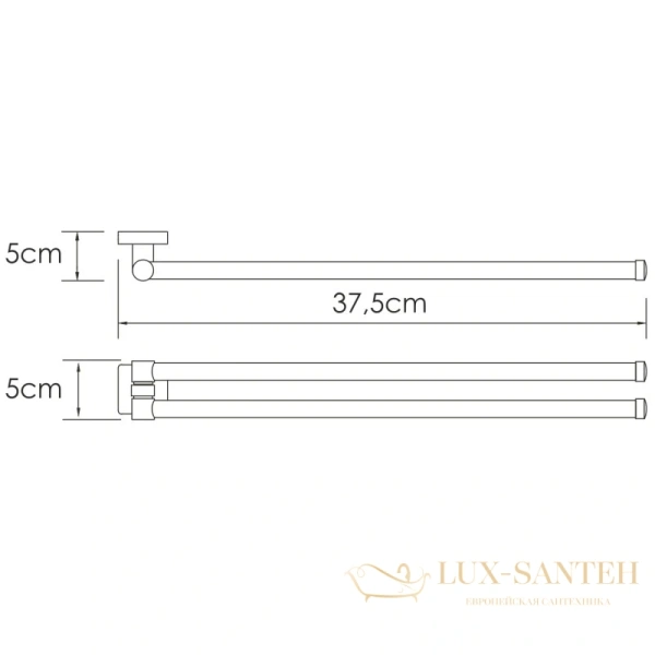 полотенцедержатель wasserkraft rhin k-8731 37,5 см, никель