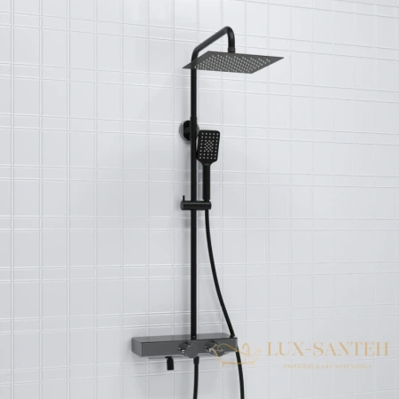 душевая система wasserkraft abens a114.255.130.cb thermo 250 мм, черный матовый