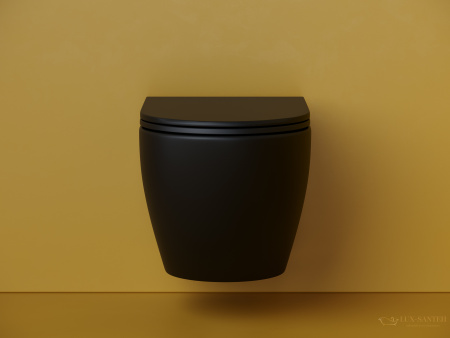 унитаз подвесной ceramica nova metropol cn4002tmb, смыв торнадо, безободковый, с сиденьем микролифт, черный матовый