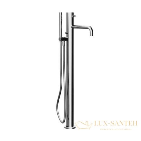 cмеситель для ванны напольный fantini af/21, 27 93 a580b, с ручным душем, излив 250мм, (наружняя часть), матовая сталь