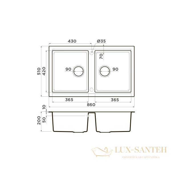 кухонная мойка omoikiri tedori 86-2-ch tetogranit х шампань, 4993929