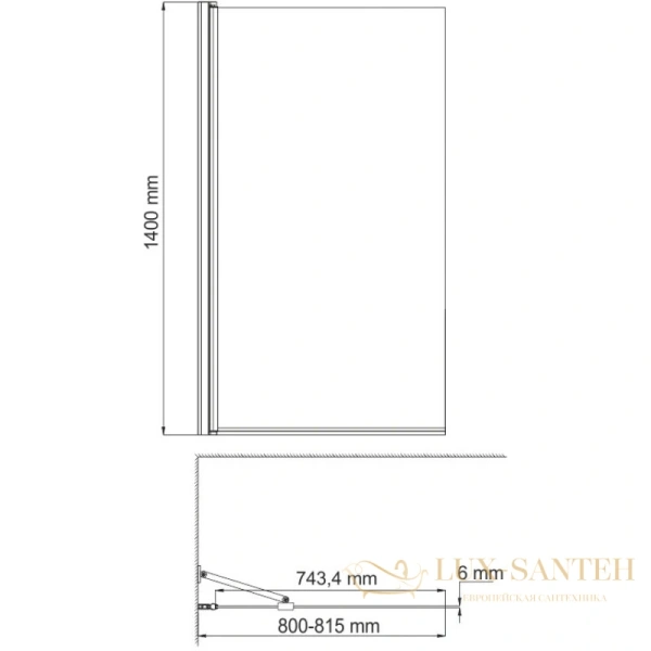 шторка wasserkraft berkel 48p01-80white fixed для ванны 80 см 
