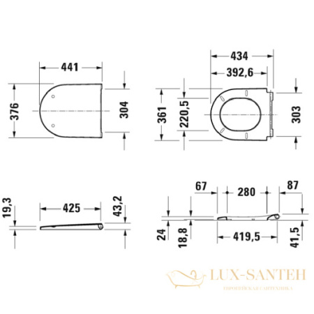 сиденье duravit d-neo 0021691394 для унитаза с крышкой softclose, антрацит