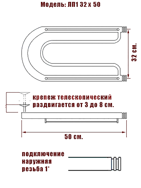 полотенцесушитель ника econ пл 32/50 с полкой, цвет хром