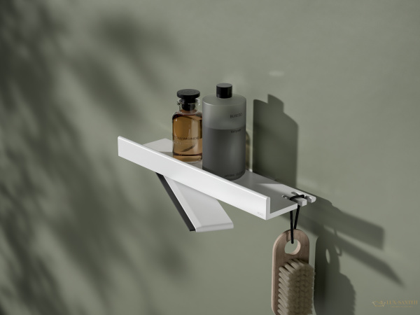 полка для душа keuco reva 12859510000, со встроенным стеклоочистителем, белый