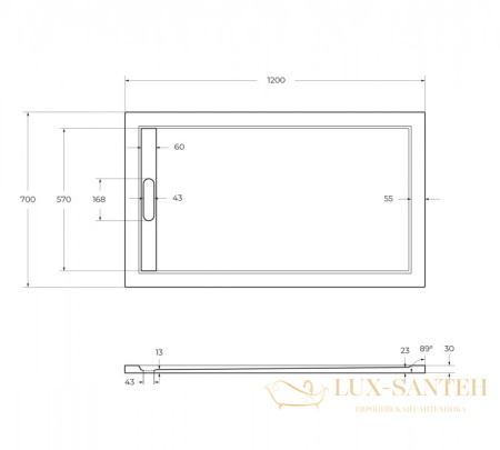 экран для поддона из искусственного мрамора cezares tray-as-ah-120/90-100-scr, белый